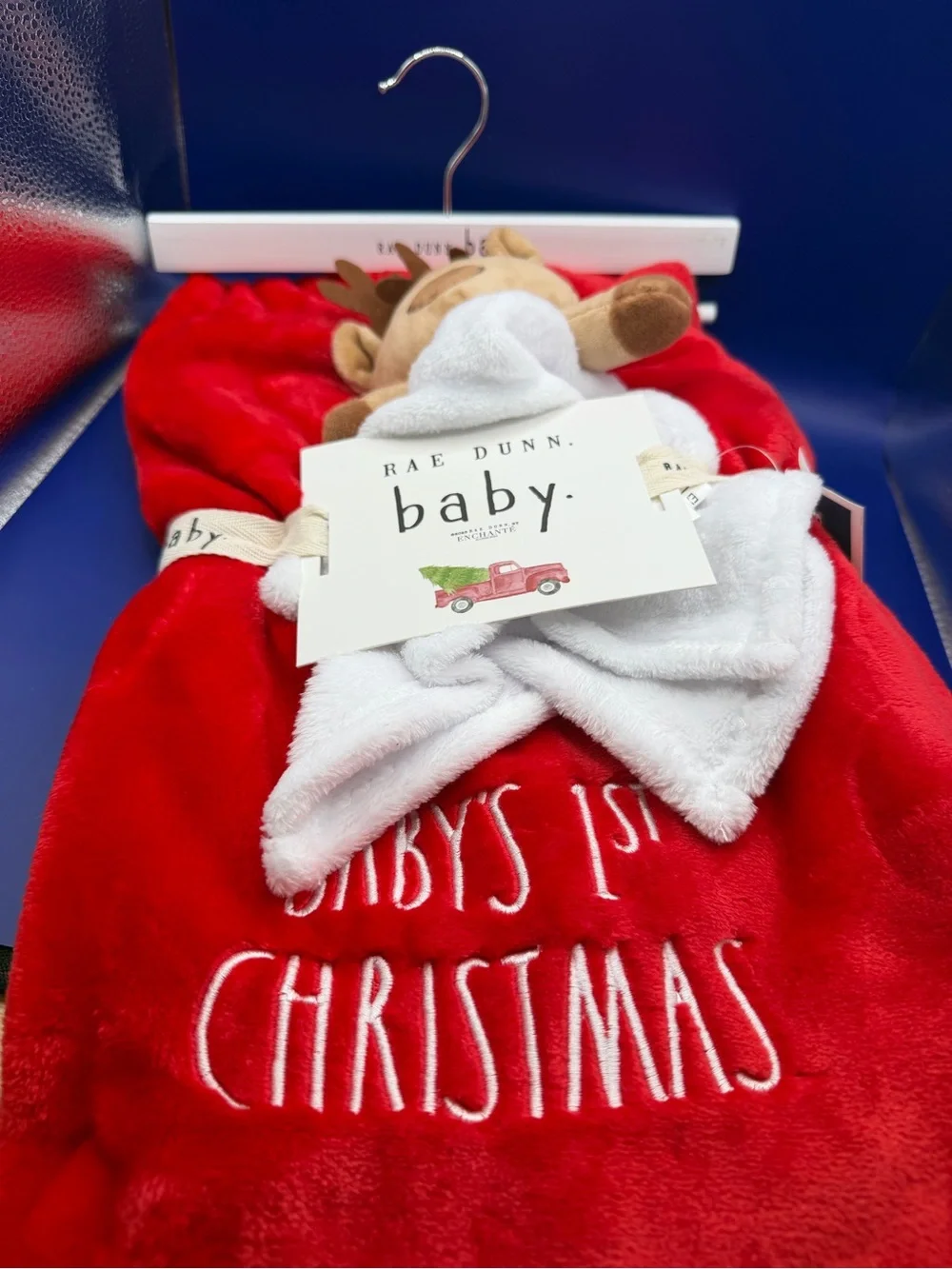 Rae Dunn Plush Baby’s 1st Christmas Blanket with Stuffed Reindeer